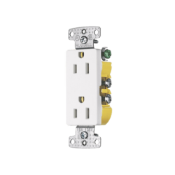 HUB-RRD15W Contacto Duplex Decorador 15A 125V, 2 Polos, 3 Hilos, Color Blanco (Nema5-15R).