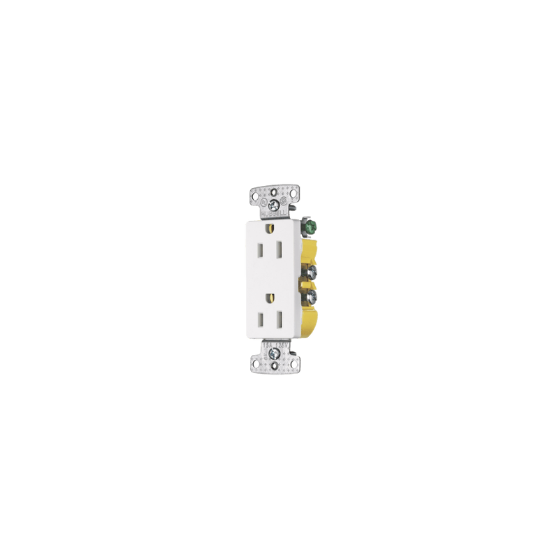 HUB-RRD15W Contacto Duplex Decorador 15A 125V, 2 Polos, 3 Hilos, Color Blanco (Nema5-15R).