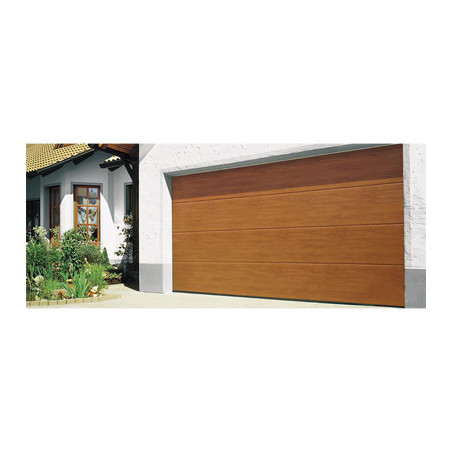 GARAGE-97-W Puerta de Garage / 9x7 pies / AISLADA / Estilo Americana / Imitacion Madera / Golden Oak / Linea Central .
