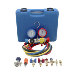 Juego de manómetros para aire acondicionado, mangueraS de 1.5 metros para refrigerantes : R410A, R32, R134A, R22