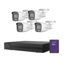 HL1080-CV/A/1TB TurboHD 1080p + SSD 1 TB / 4 Canales / 4 Cámaras Bala ColorVu con Micrófono Integrado Accesorios de Instalación