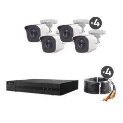 HL24LQKITS-M(B) 1080p / DVR 4 canales / 4 Cámaras Bala de Metal / 1 Fuente de Poder Profesional / Accesorios de Instalación