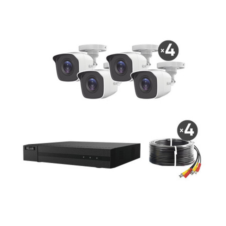 HL24LQKITS-M(B) 1080p / DVR 4 canales / 4 Cámaras Bala de Metal / 1 Fuente de Poder Profesional / Accesorios de Instalación