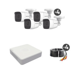 B8-KIT-MIC 1080p Lite / DVR 4 canales / Audio por Coaxitron / 4 Cámaras Bala de Metal con Micrófono Integrado