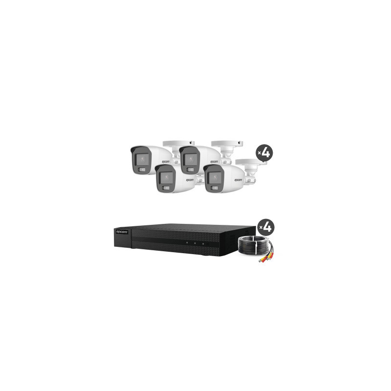 B8-KIT-CV/A Kit 1080p / DVR 4 Canales / 4 Cámaras Bala ColorVu con Microfono Integrado  / Accesorios de Instalación