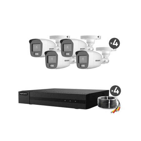 B8-KIT-CV/A Kit 1080p / DVR 4 Canales / 4 Cámaras Bala ColorVu con Microfono Integrado  / Accesorios de Instalación