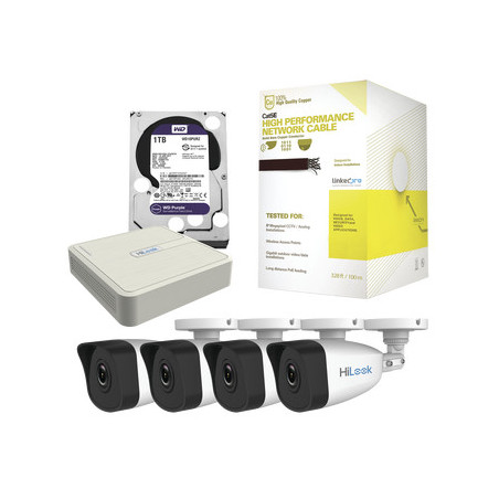 KHL4B/1TB Kit IP 4 Megapixel / NVR de 4 Canales / 4 Cámaras IP / Bobina de Cable de 100 mts / Disco Duro 1 TB