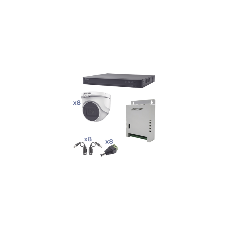 KH1080P8DW  Kit TURBOHD 1080p / DVR 8 Canales / 8 Cámaras Turret / Conectores / Transceptores / Fuente de Poder