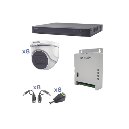 KH1080P8DW  Kit TURBOHD 1080p / DVR 8 Canales / 8 Cámaras Turret / Conectores / Transceptores / Fuente de Poder