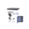 KEVTX8T16EW KIT TurboHD 1080p / DVR 16 Canales / 16 Cámaras Eyeball  / Transceptores / Conectores / Fuente de Poder