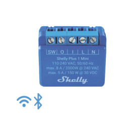 SHELLYPLUS1MINI Mini Interruptor inteligente con Wi-Fi, contacto seco, 1 canal 8A, Alexa y GoogleHome