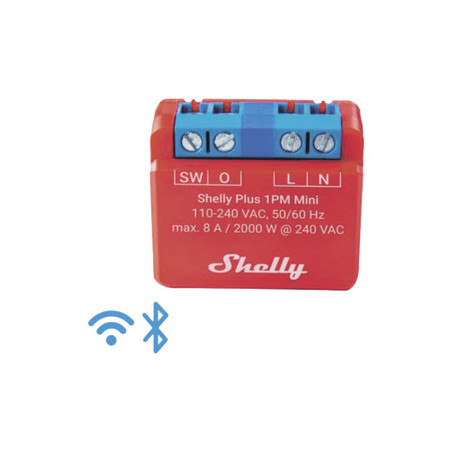 SHELLYPLUS1PMMINI Mini Interruptor inteligente con Wi-Fi, medición de consumo, 1 canal 8A, Alexa y GoogleHome