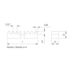 1140-0510-001 Cremallera de 2 Metros de Longitud / Para Motores con Piñon de Modulo 4