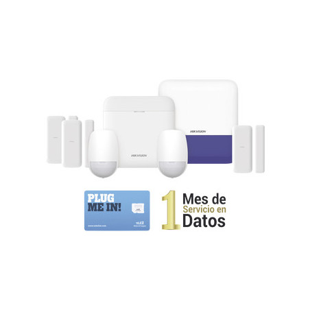 KIT de Alarma AX PRO con GSM (3G/4G) / MICROSIM30M2M con 1 mes de servicio/Compatible con Hik-Connect P2P