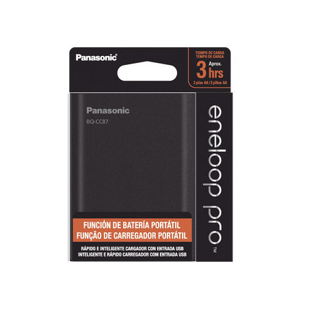 BQCCC87ABK Cargador para baterías y power bank 2 en 1, carga individual y/o simultánea hasta 4 baterías, (AA y AAA, Ni-MH )